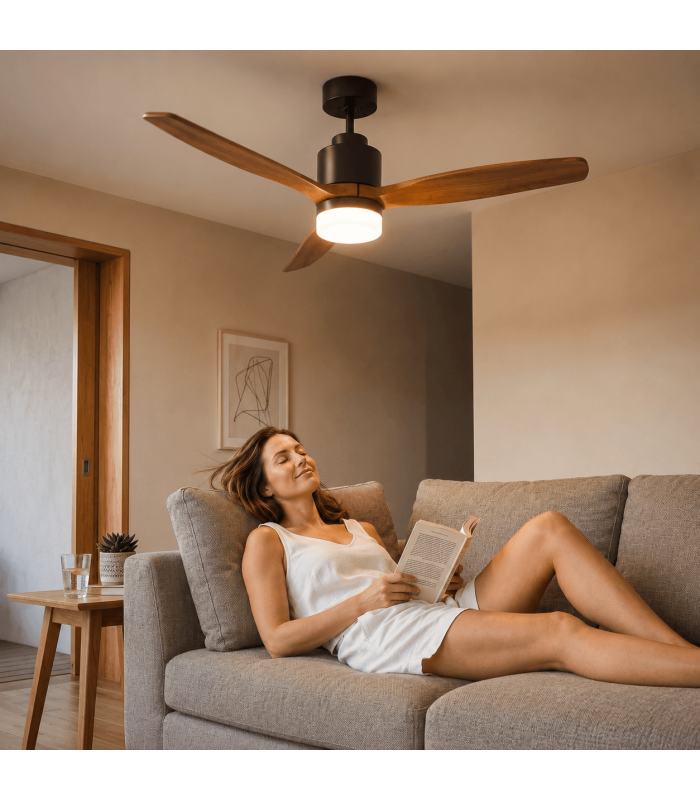 Ventilateur de Plafond LED Silencieux - Moteur DC & Bois