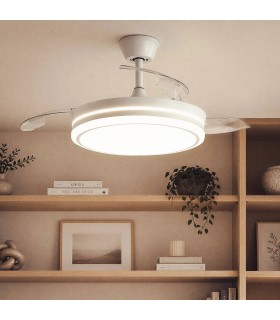 Ventilateur de Plafond Blanc LED Pales Rétractables Dalori Evo