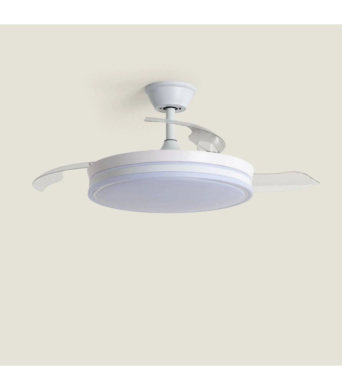 Ventilateur de Plafond Blanc LED Pales Rétractables Dalori Evo