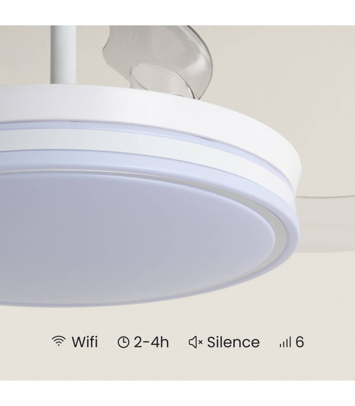 Ventilateur de Plafond Blanc LED Pales Rétractables Dalori Evo
