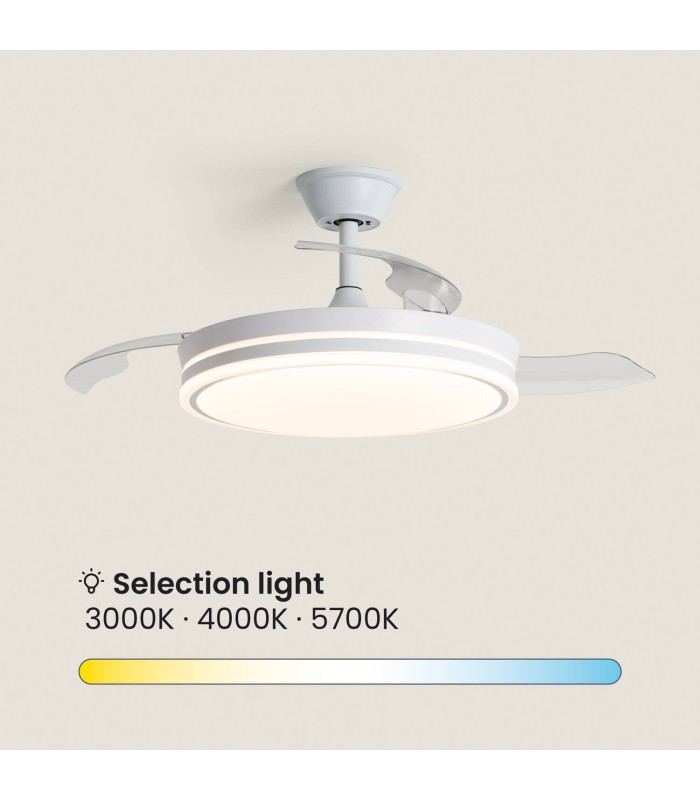 Ventilateur de Plafond Blanc LED Pales Rétractables Dalori Evo
